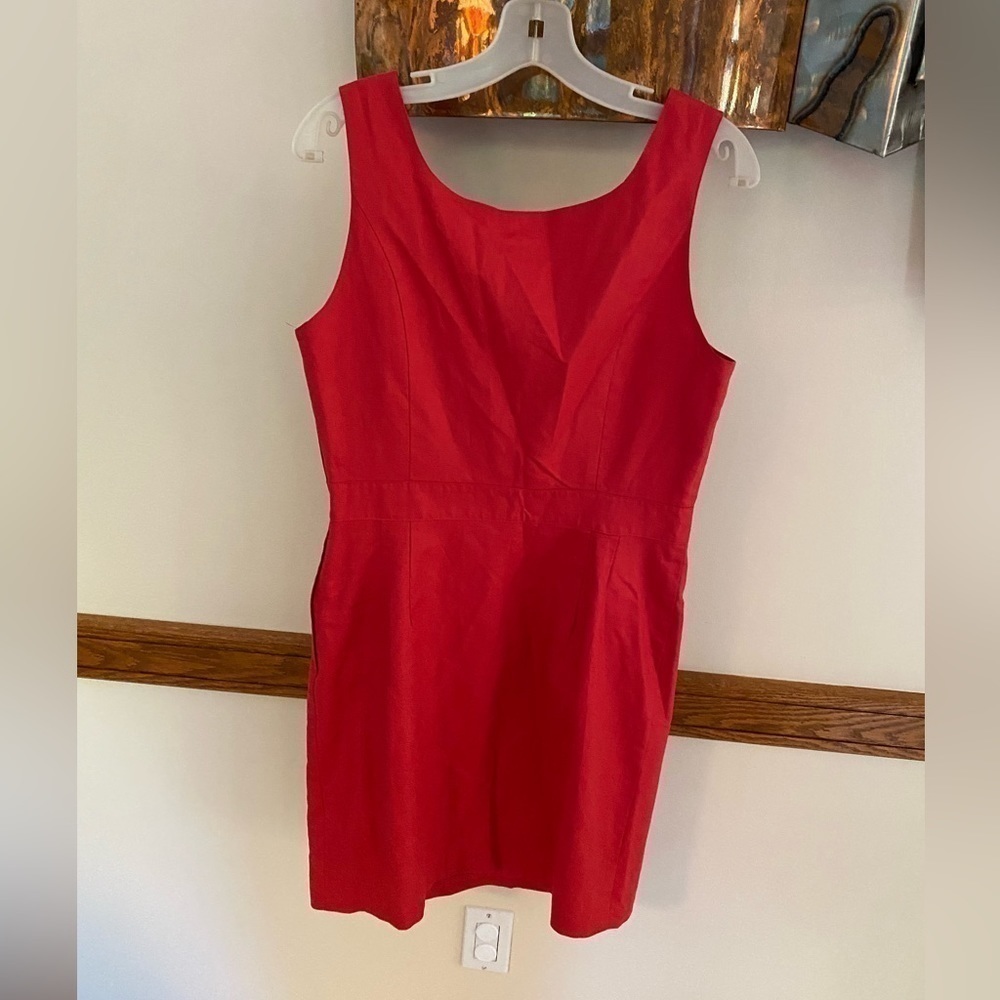 Laura Ashley Vintage Red sleeveless Dress with bow size 12 - Picture 2 of 10